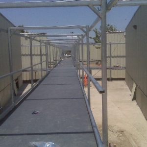 green recyclable walkway and canopy